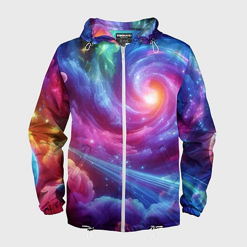 Мужская ветровка Neon space fantasy / 3D-Белый – фото 1