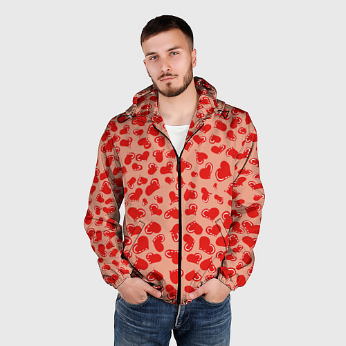 Мужская ветровка Сердца любви / 3D-Черный – фото 3