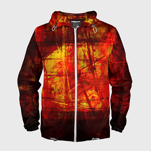 Мужская ветровка Абстракция - red grunge tear / 3D-Белый – фото 1