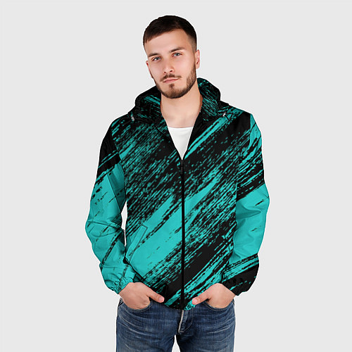 Мужская ветровка The color is black and light blue / 3D-Черный – фото 3