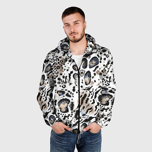 Мужская ветровка Пятна леопарда абстрактные / 3D-Черный – фото 3