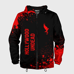 Ветровка с капюшоном мужская Hollywood Undead - red gradient вертикально, цвет: 3D-черный