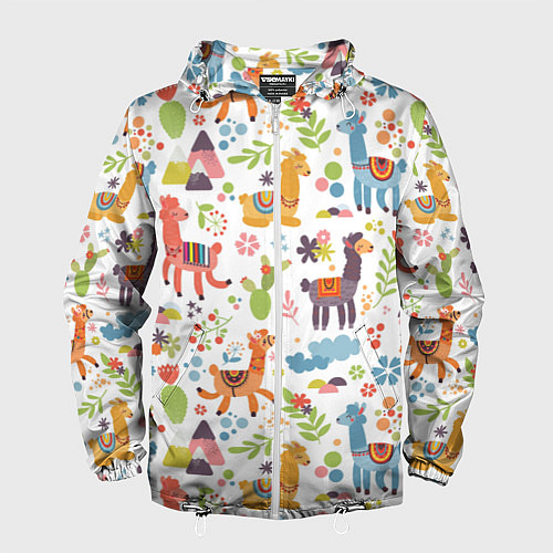 Мужская ветровка Ламы паттерн / 3D-Белый – фото 1