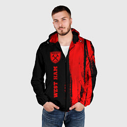 Ветровка с капюшоном мужская West Ham - red gradient по-вертикали, цвет: 3D-черный — фото 2