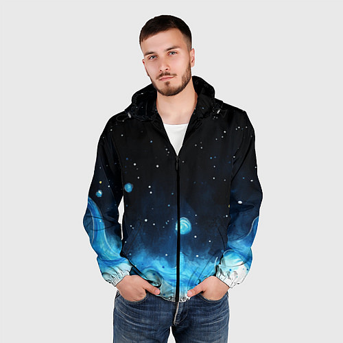 Мужская ветровка Синяя светящееся краска / 3D-Черный – фото 3