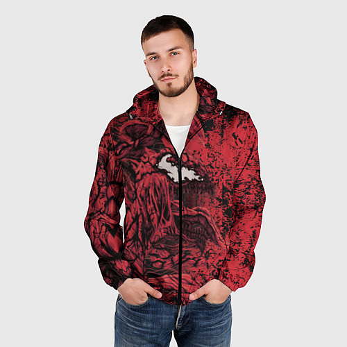 Мужская ветровка Красный веном текстура Карнажа / 3D-Черный – фото 3