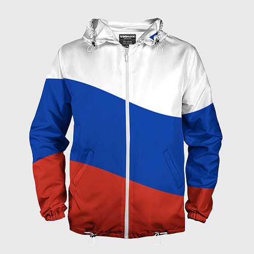 Мужская ветровка Флаг России волной / 3D-Белый – фото 1