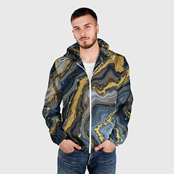 Ветровка с капюшоном мужская Золотые диагонали, цвет: 3D-белый — фото 2