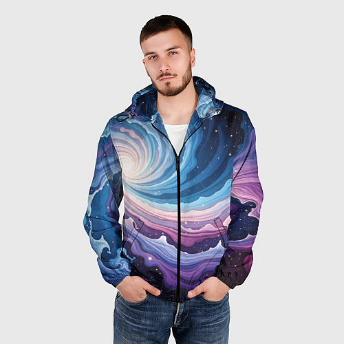 Мужская ветровка Космическая волна / 3D-Черный – фото 3