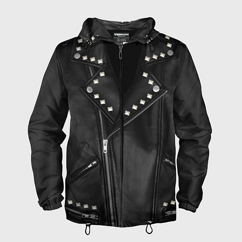 Мужская ветровка Кожаная косуха с клепками / 3D-Черный – фото 1