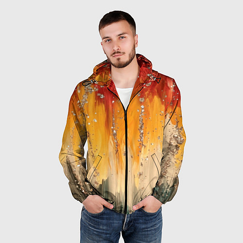 Мужская ветровка Красочная текстура с блестяшками / 3D-Черный – фото 3