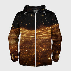 Ветровка с капюшоном мужская Золотистые крупицы на черном, цвет: 3D-белый