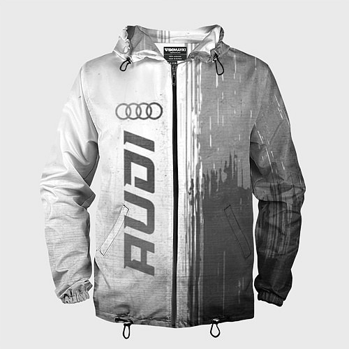 Мужская ветровка Audi - white gradient по-вертикали / 3D-Черный – фото 1