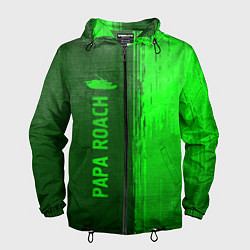 Ветровка с капюшоном мужская Papa Roach - green gradient по-вертикали, цвет: 3D-черный