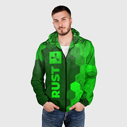 Ветровка с капюшоном мужская Rust - green gradient по-вертикали, цвет: 3D-черный — фото 2