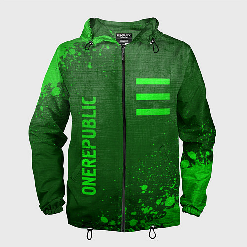 Мужская ветровка OneRepublic - green gradient вертикально / 3D-Черный – фото 1