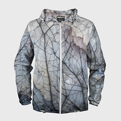Ветровка с капюшоном мужская Прожилки листьев, цвет: 3D-белый