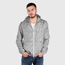 Ветровка с капюшоном мужская Текстура в тонкую полоску серый, цвет: 3D-белый — фото 2