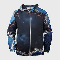 Ветровка с капюшоном мужская Объемная дыра в стене текстура, цвет: 3D-белый