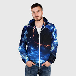 Ветровка с капюшоном мужская Звезды и молнии в разломе плит, цвет: 3D-белый — фото 2