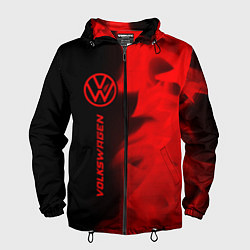 Ветровка с капюшоном мужская Volkswagen - red gradient по-вертикали, цвет: 3D-черный
