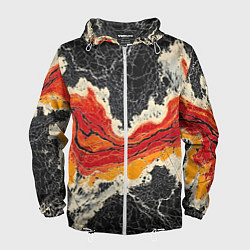 Ветровка с капюшоном мужская Красно-черная потертая текстура, цвет: 3D-белый