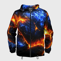 Ветровка с капюшоном мужская Лада и лед в разломе плит, цвет: 3D-черный