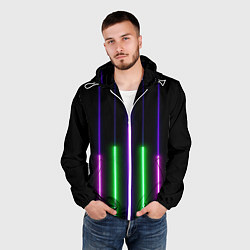 Ветровка с капюшоном мужская Color Purple green pink, цвет: 3D-белый — фото 2