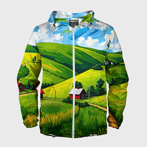 Мужская ветровка Русская деревенька / 3D-Белый – фото 1