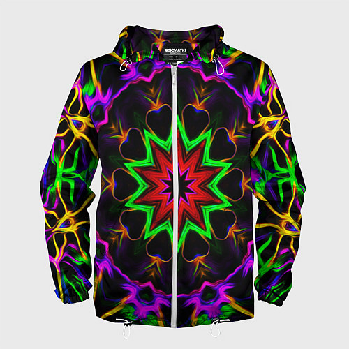 Мужская ветровка Неоновая геометрия узоры / 3D-Белый – фото 1