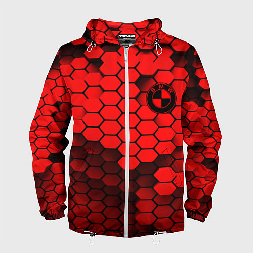 Мужская ветровка BMW карбоновая абстракция / 3D-Белый – фото 1