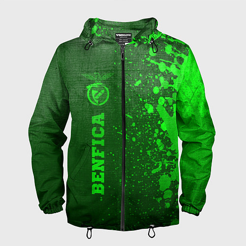 Мужская ветровка Benfica - green gradient по-вертикали / 3D-Черный – фото 1