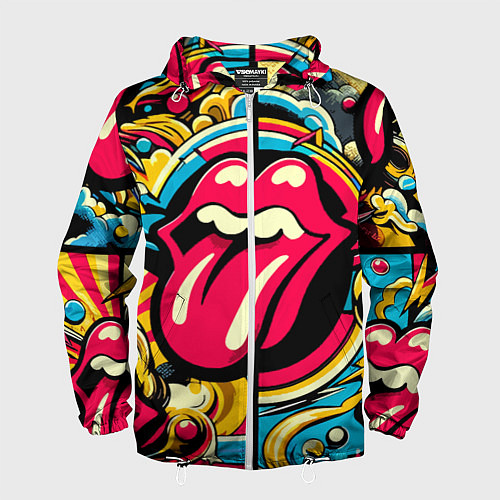 Мужская ветровка Rolling Stones logo - pop art pattern / 3D-Белый – фото 1