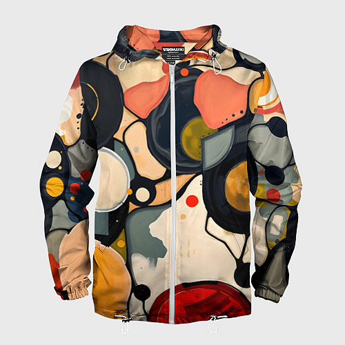 Мужская ветровка Абстракция с кругами и краской / 3D-Белый – фото 1