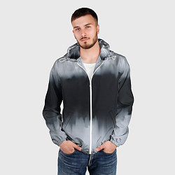 Ветровка с капюшоном мужская Разводы черной краски, цвет: 3D-белый — фото 2