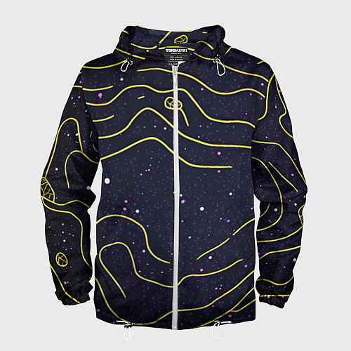 Мужская ветровка Абстракция золотых линий текстура / 3D-Белый – фото 1