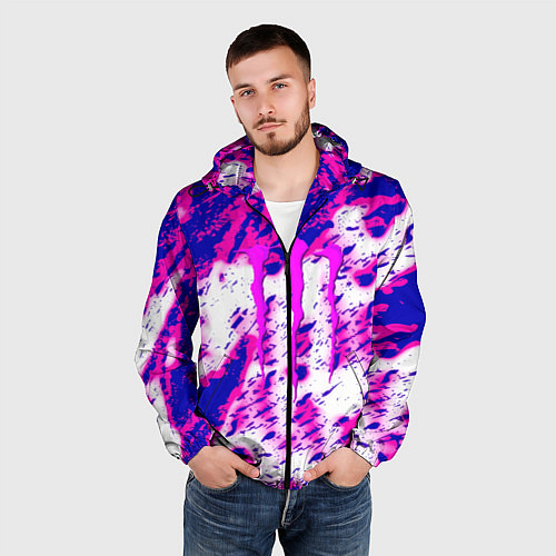 Мужская ветровка Monster energy краски гранж / 3D-Черный – фото 3