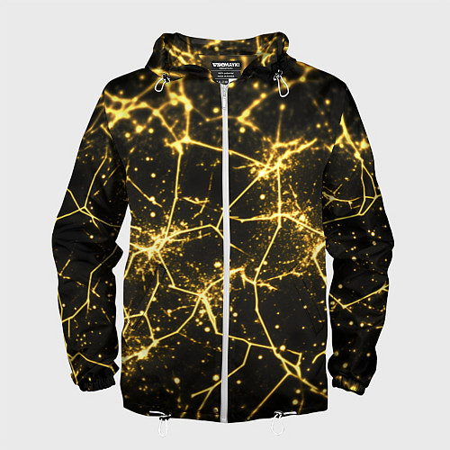 Мужская ветровка Золотистые пути на черном / 3D-Белый – фото 1