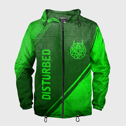 Мужская ветровка Disturbed - green gradient вертикально / 3D-Черный – фото 1