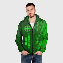 Ветровка с капюшоном мужская Blue Exorcist - green gradient по-вертикали, цвет: 3D-черный — фото 2