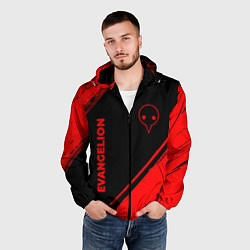 Ветровка с капюшоном мужская Evangelion - red gradient вертикально, цвет: 3D-черный — фото 2