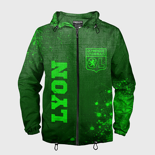Мужская ветровка Lyon - green gradient вертикально / 3D-Черный – фото 1