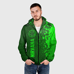 Ветровка с капюшоном мужская Nirvana - green gradient по-вертикали, цвет: 3D-черный — фото 2