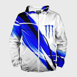 Ветровка с капюшоном мужская Monster energy линии абстракции, цвет: 3D-белый