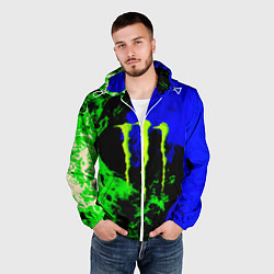 Ветровка с капюшоном мужская Monster energy кислотный огонь, цвет: 3D-белый — фото 2