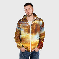Ветровка с капюшоном мужская Блестящая золотая текстура, цвет: 3D-белый — фото 2
