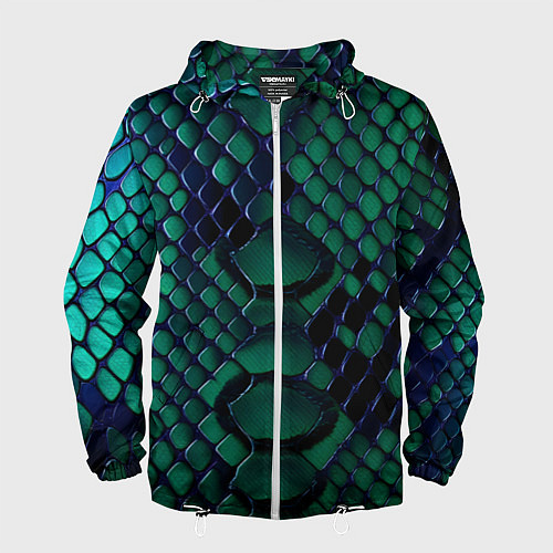 Мужская ветровка Бирюзовая змеиная кожа / 3D-Белый – фото 1