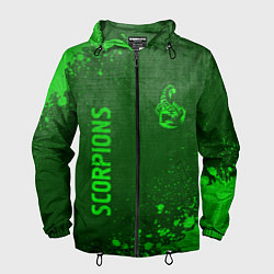 Ветровка с капюшоном мужская Scorpions - green gradient вертикально, цвет: 3D-черный