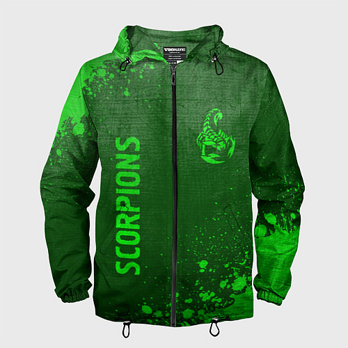 Мужская ветровка Scorpions - green gradient вертикально / 3D-Черный – фото 1