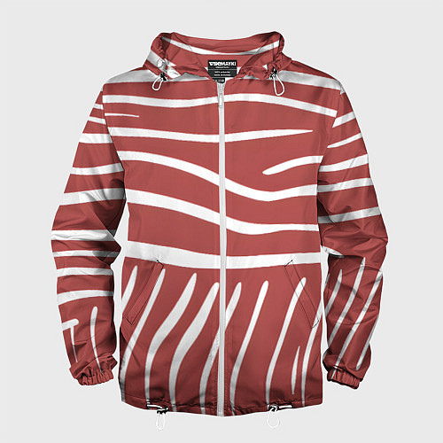 Мужская ветровка Полоски красной зебры / 3D-Белый – фото 1